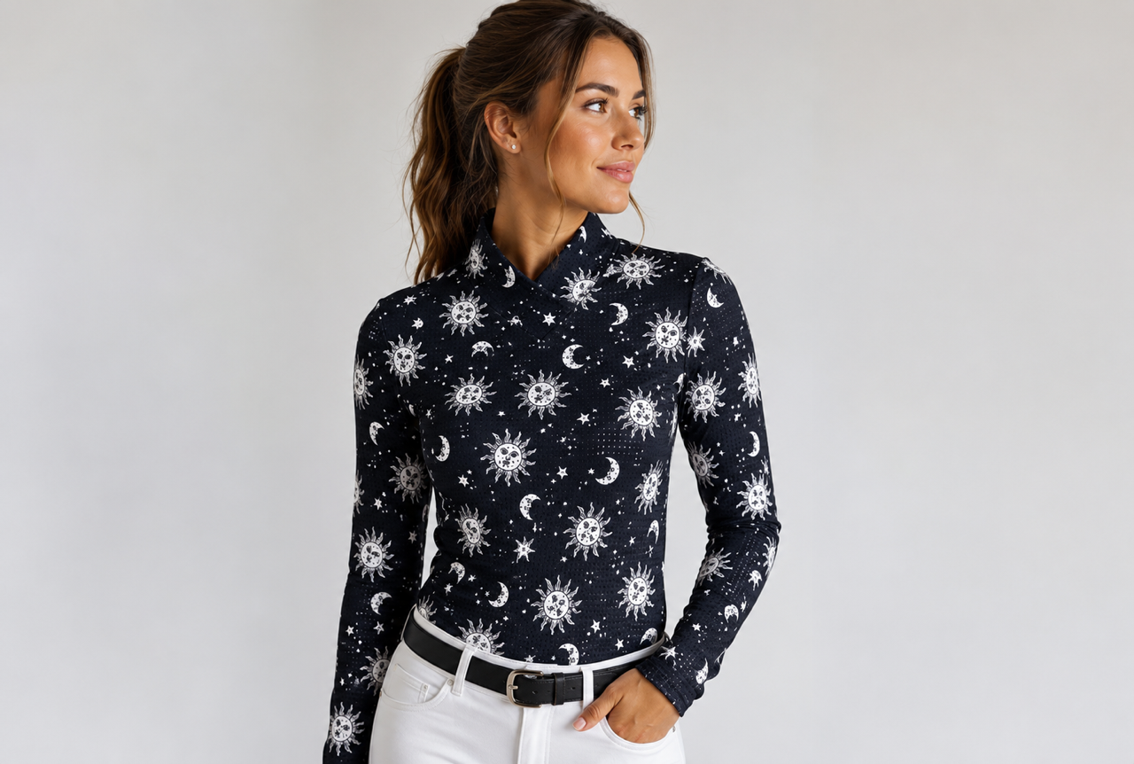 The Brooke Perforated Shirt | Crossover Neck Riding Top